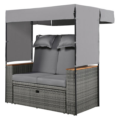 Ensemble de lit de jour polyvalent en rotin d'extérieur pour une vie en plein air relaxante et élégante