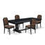 L'ensemble de table de cuisine 5 pièces comprend une table de salle à manger moderne et 4 chaises de salle à manger en cuir de polyuréthane brun avec une finition noire à haut dossier-729861394-729861397-709591011