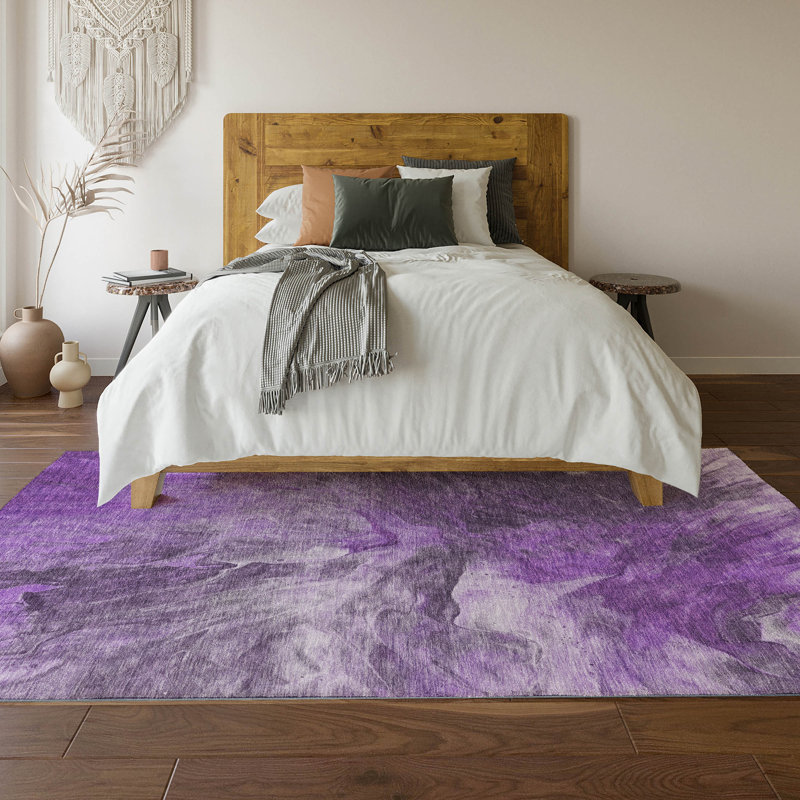 Premium Machine Washable Cerrito Purple Rug, Rectangle 5' x 7'6"