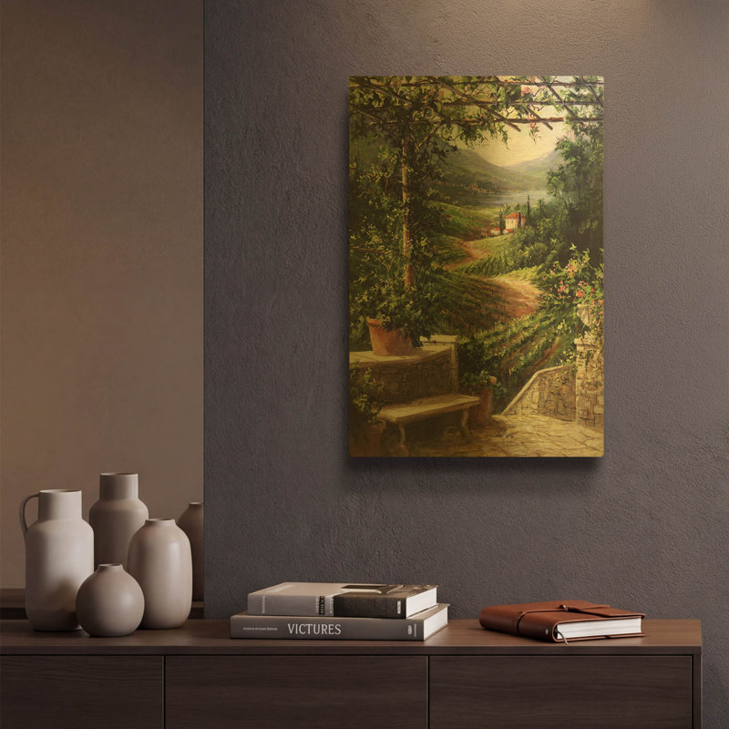 «Chianti Vineyard» par Art Fronckowiak, art mural en métal doré, 12 po x 16 po, 12 po x 16 po