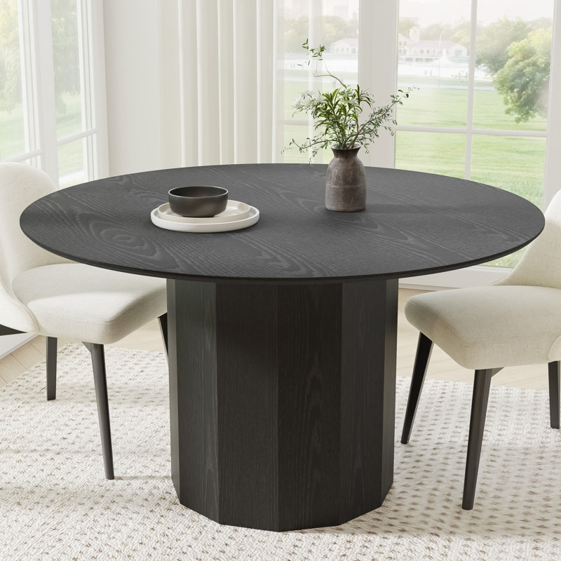 Table de salle à manger en bois massif, Noir, H 30 po x L 52 po x l 52 po