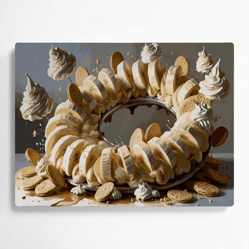 Dessert à la banane, art mural gris en métal, H 24 po x l 36 po