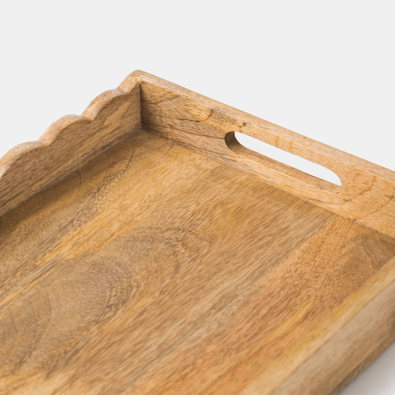 Handcarved Scalloped Elegance Mangowood Tray