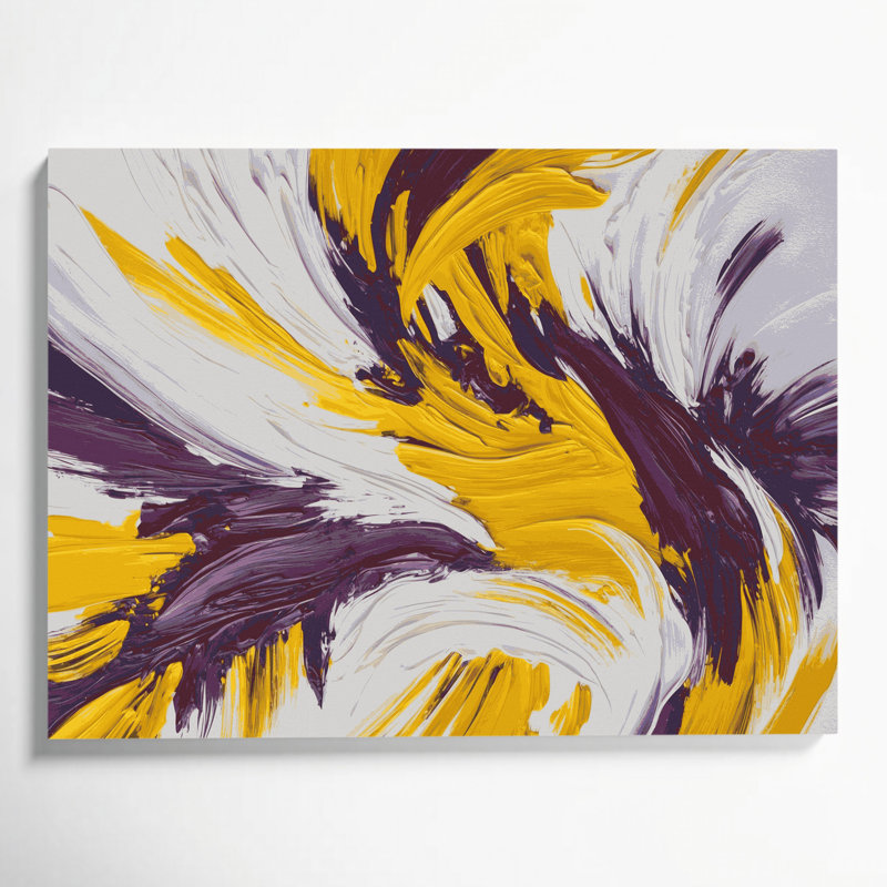 «Lyrical Abstraction 52», art mural sur toile grise, H 24 po x l 36 po