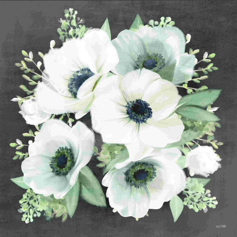 «Anemone Square II» par House Fenway - reproduction d'art sur toile tendue, H 36 po x l 36 po