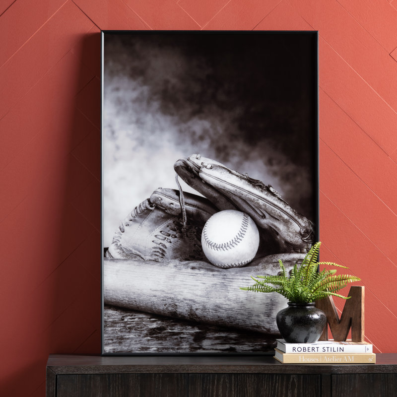 Strike Monochrome Baseball Framed Print