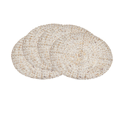 Water Hyacinth Placemats (Set of 4) – Handwoven Natural Fiber Placemats for Dining & Entertaining,