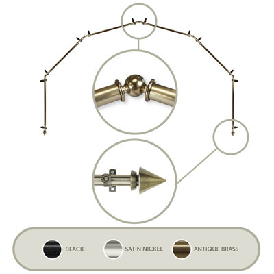 Adjustable 0.81" Bay Window Single Curtain Rod