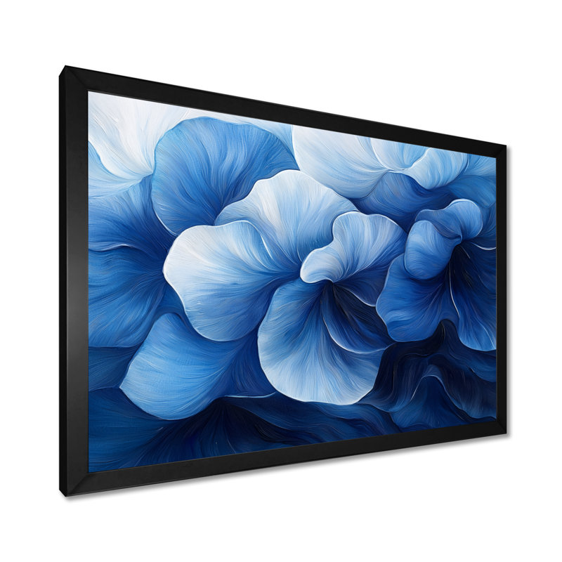 Blanc sur velours bleu jonquilles Bloom II - jonquilles murales, H 16 po x l 32 po, Noir