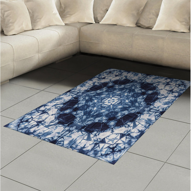 Indigo Paisley High Density Long Fiber Poly Threads Decorative Area Rug Carpet, Rectangle 4' x 5'8"