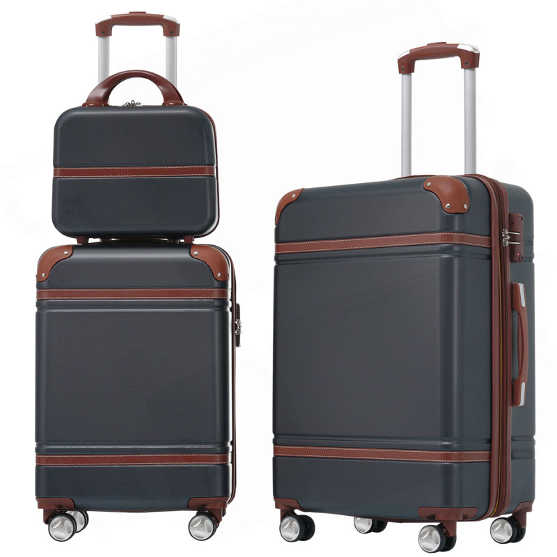 Hardshell ensembles de bagages 3 pièces 20 "+ 24" Valise Valise avec serrure TSA, Noir