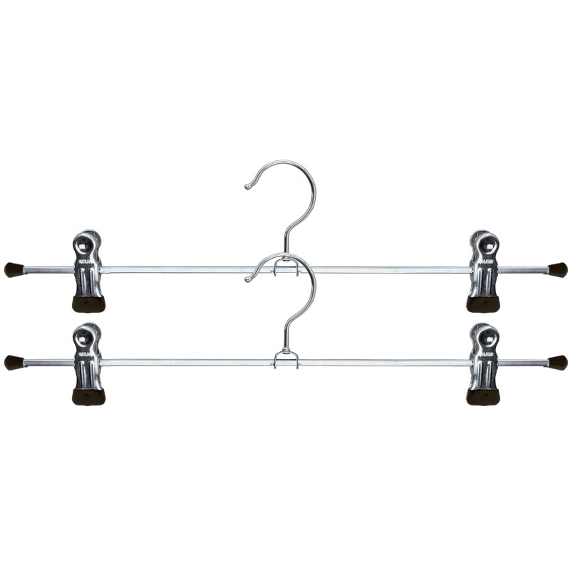 Cintre pour pantalons antidérapant avec pinces, Noir, H 4,5 po x l 15,75 po x P 1,12 po