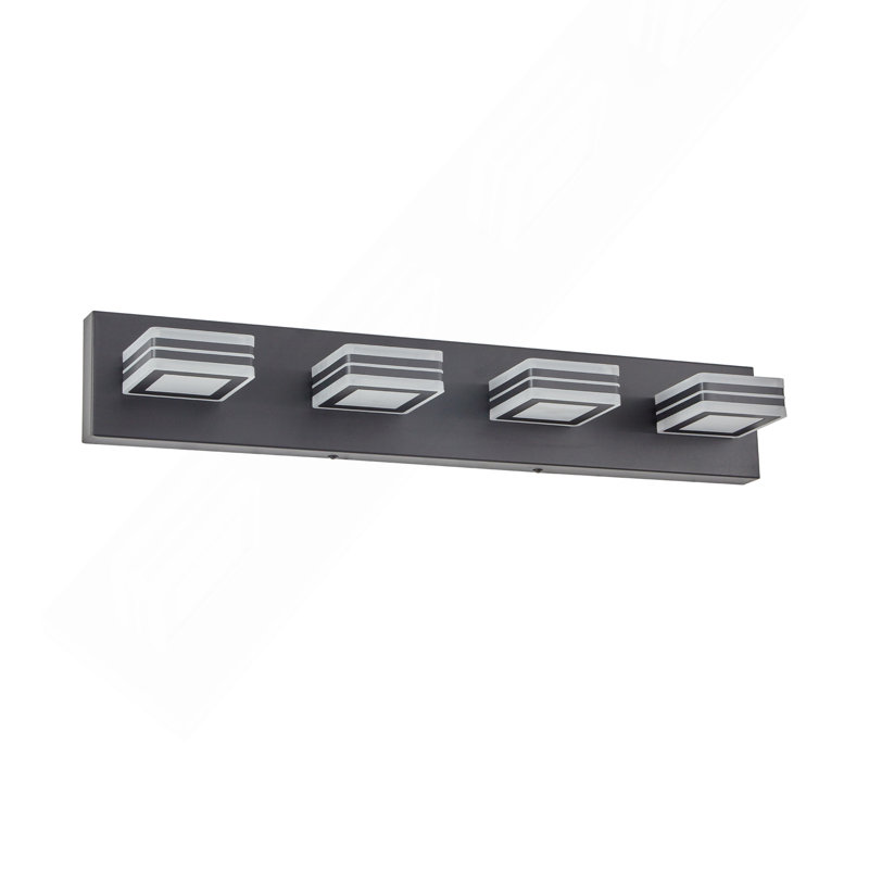 Luminaire de salle de bain 26 po avec 4 lumières DEL noires modernes pour salle de bain et miroir, 25,6 po de largeur, Noir