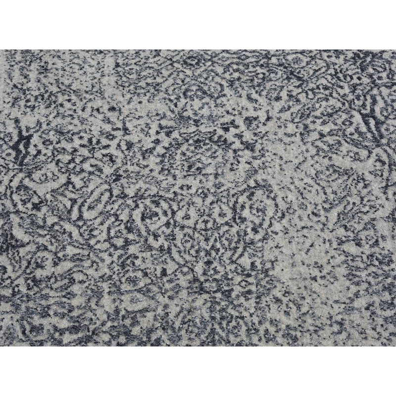 Tapis oriental gris en laine et soie tissé à la main 7 pi 10 po x 9 pi 9 po - MOA10266438
