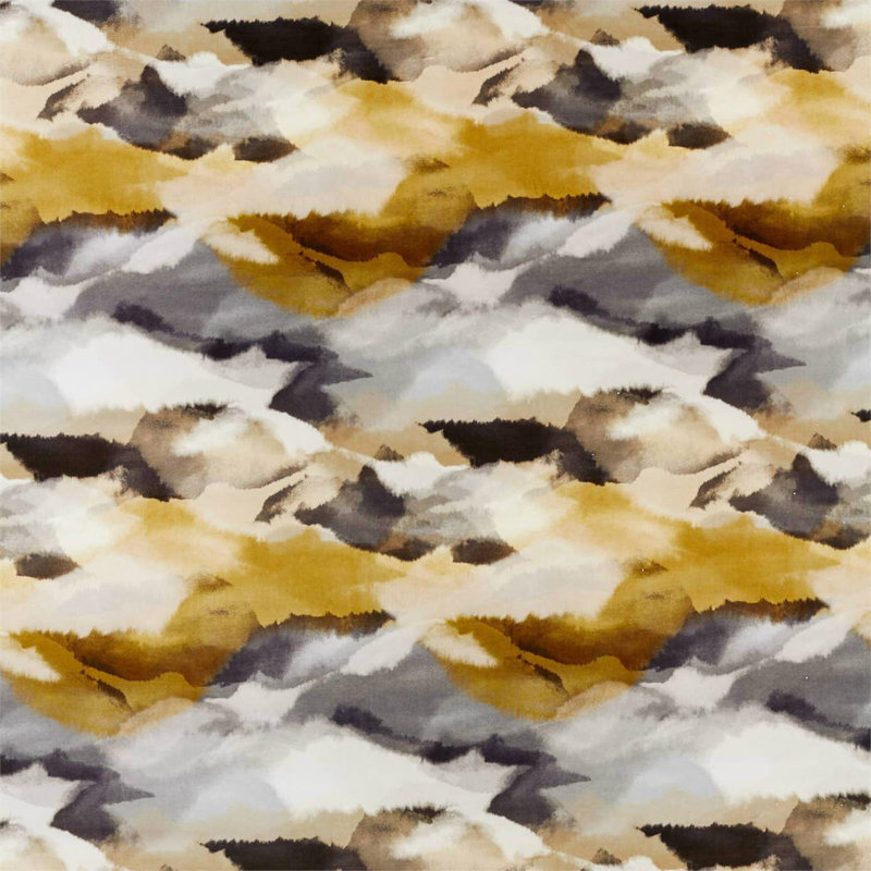 Minako Fabric, Gold/Charcoal