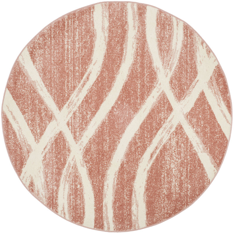 Tapis performance abstrait Shelva, Rose/Cream, Rond 4 pi