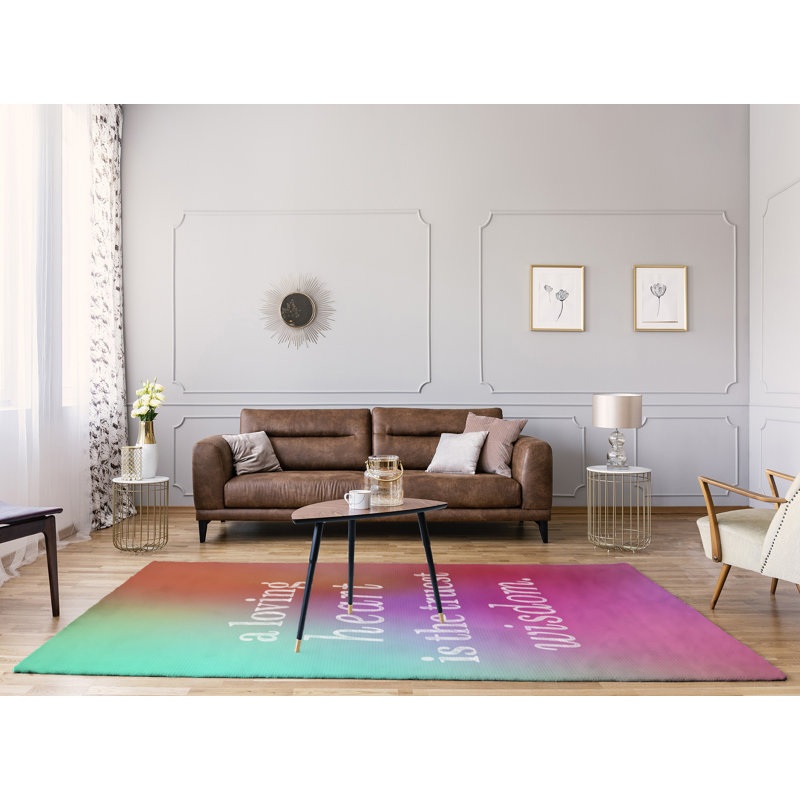 Tapis en polyester multicolore love, Rectangle 8 pi x 10 pi