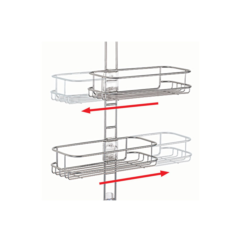 Silver Adjustable Metal Shower Caddy with Suction Mount