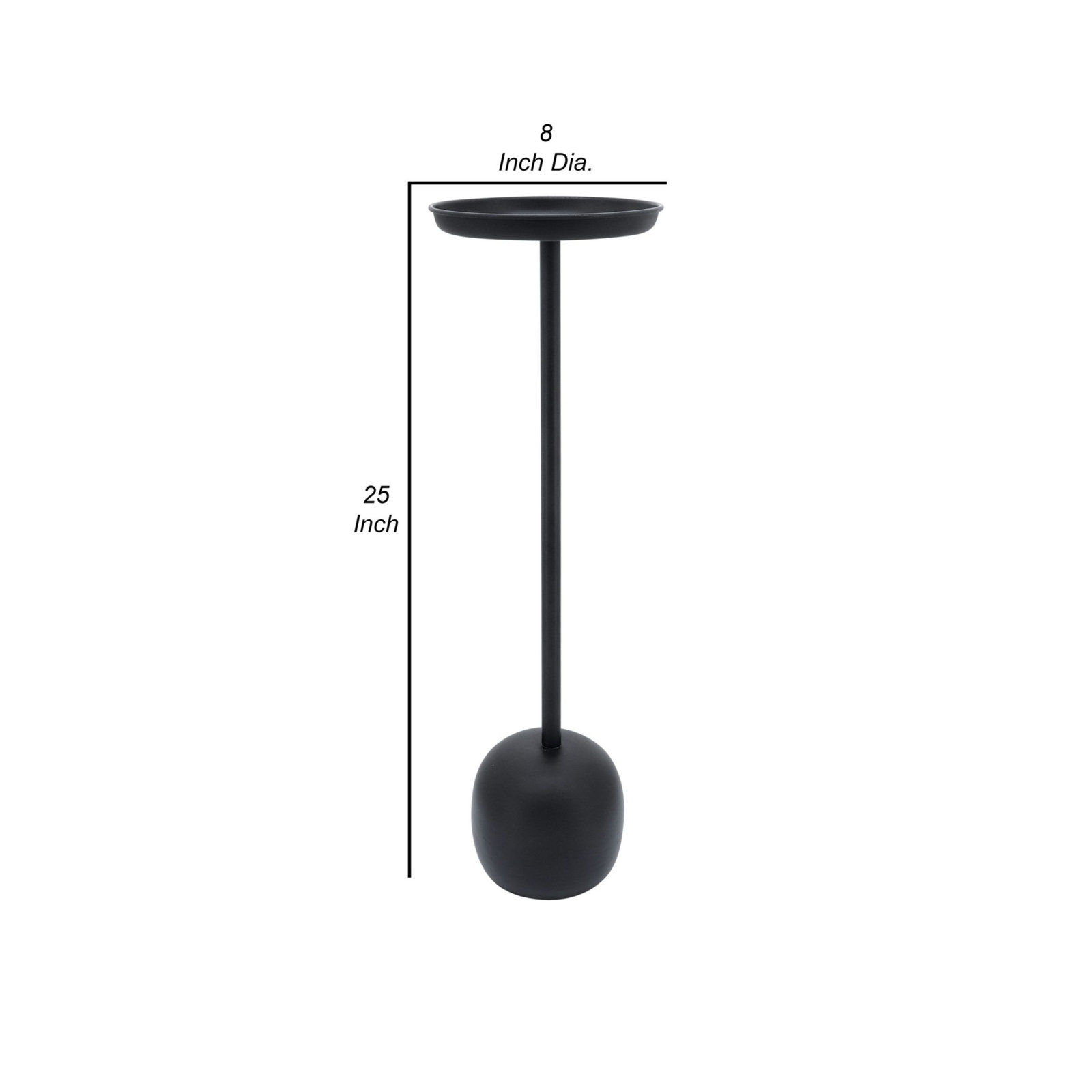 Modern Metal 25"H Drink Table in Black Finish with Round Top Accent Table