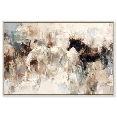 Décoration murale encadrée, "Crème de chevaux I" par Art Remedy, cadre noir, 36 x 24
