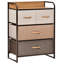 4 tiroirs en tissu et structure en acier pour le vestibule, 3 organisateurs de rangement avec plateau en bois dans une chambre de grande capacité en érable