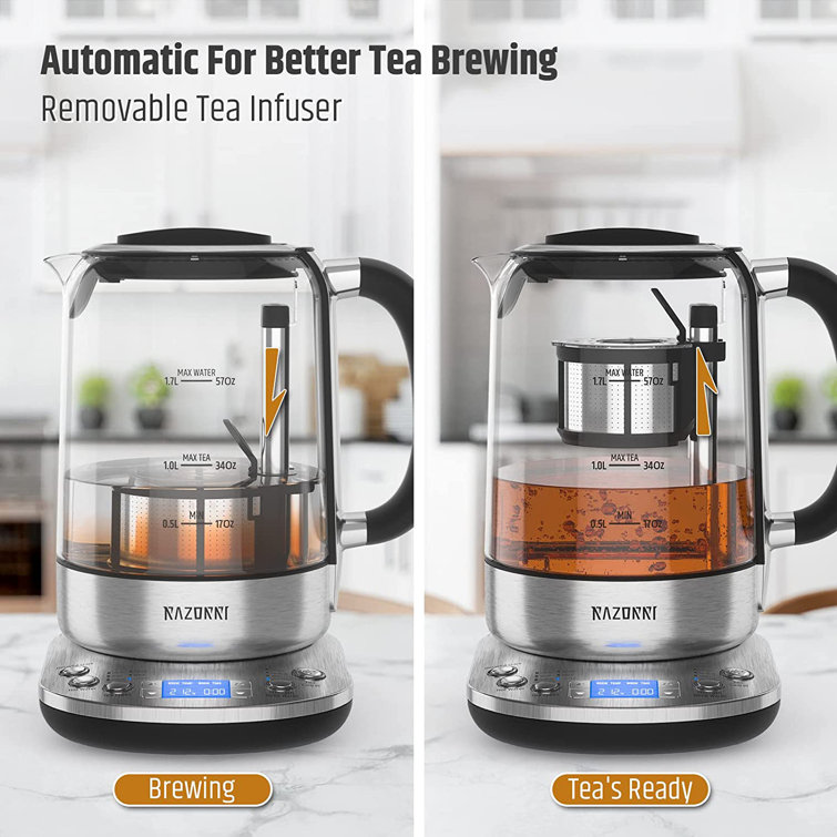 Hot Tea Maker Electric Glass Kettle with tea infuser and