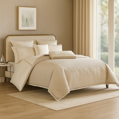 Dely 8Pc Satin Comforter Set With Shams, Reversible Gold