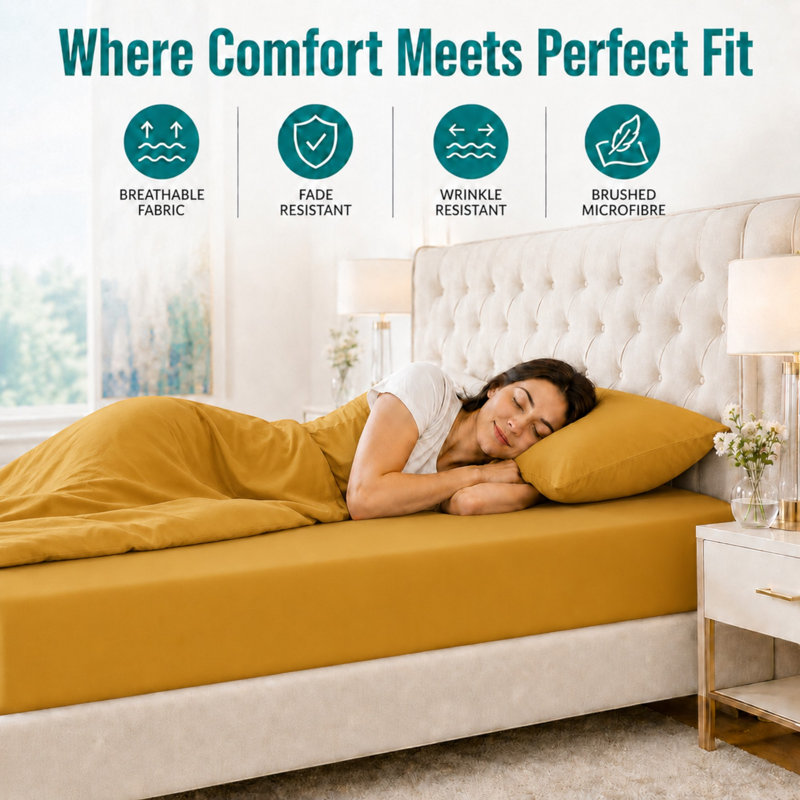Luxury Comfort Fitted Sheet – 40cm (16 Inch) Extra Deep Pocket, Ultra-Soft Hypoallergenic Brushed Microfibre, Breathable & Fade-Resistant, Durable Elastic Bed Sheets