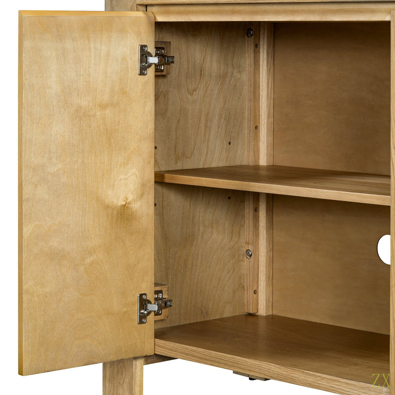 Buffet avec rangement, buffet en bois rétro à 4 portes avec finition vieillie et tablettes réglables pour la salle à manger, la cuisine et le salon