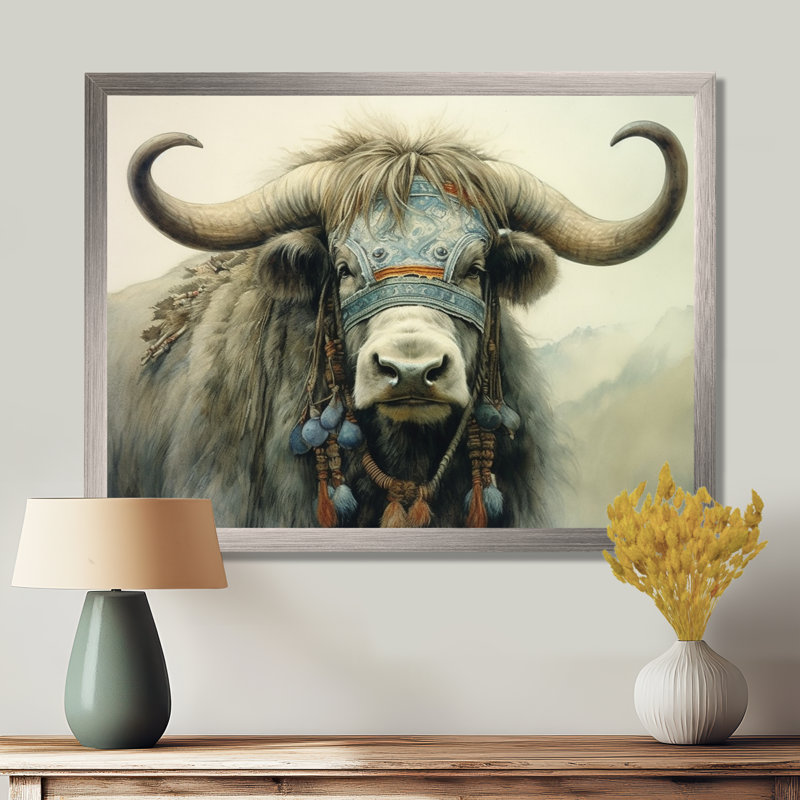 Wild Yak III - Yaks Canvas Print, Silver Single Picture Framed, 24" H x 32" W x 1" D