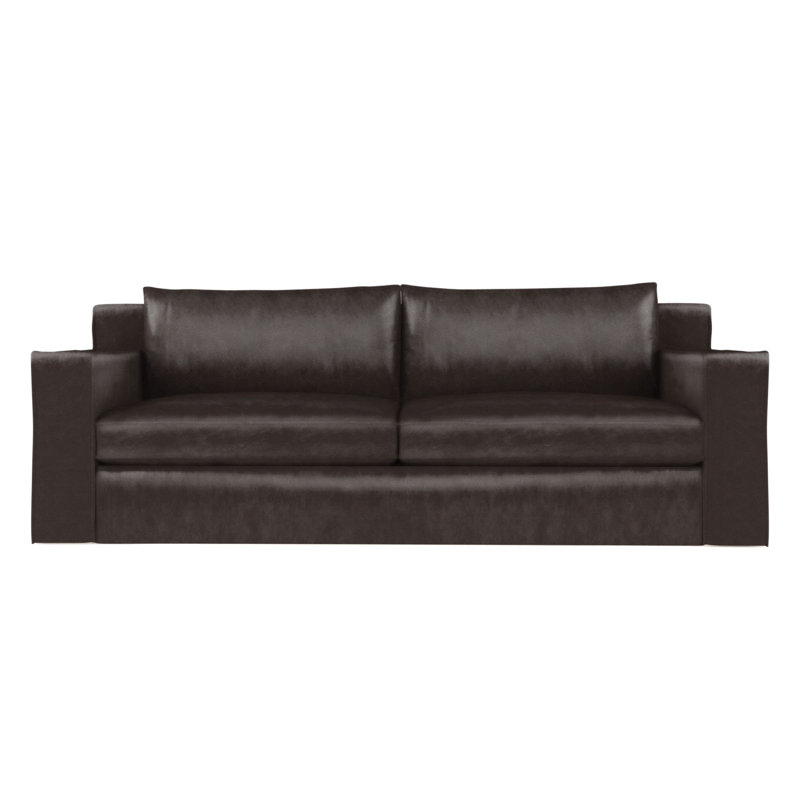 Canapé Mulberry, Cuir rétro chocolat, H 33 po x l 108 po x p 40 po, Ébène