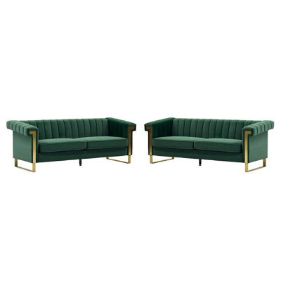 Ensemble de canapé 2 pièces (vert)