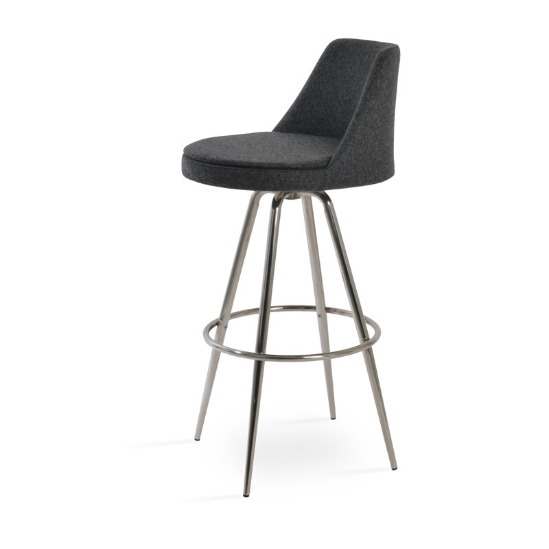Tabouret de bar Martini, Poli, Gris foncé, Tabouret de bar (assise de 30 po de hauteur)