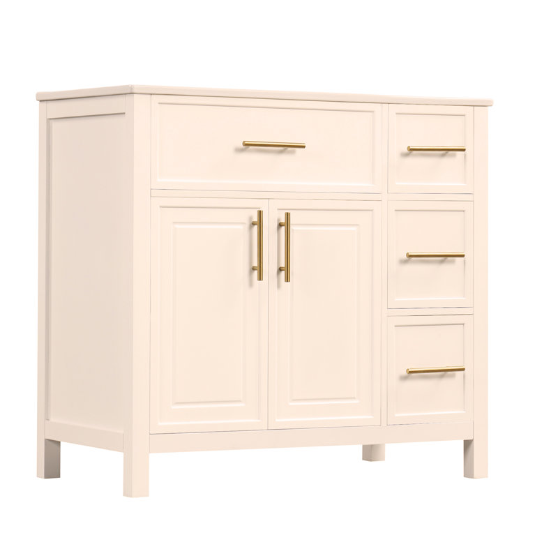 Meuble-lavabo 36 po avec comptoir d'évier, meuble-lavabo avec deux portes et trois tiroirs, green
