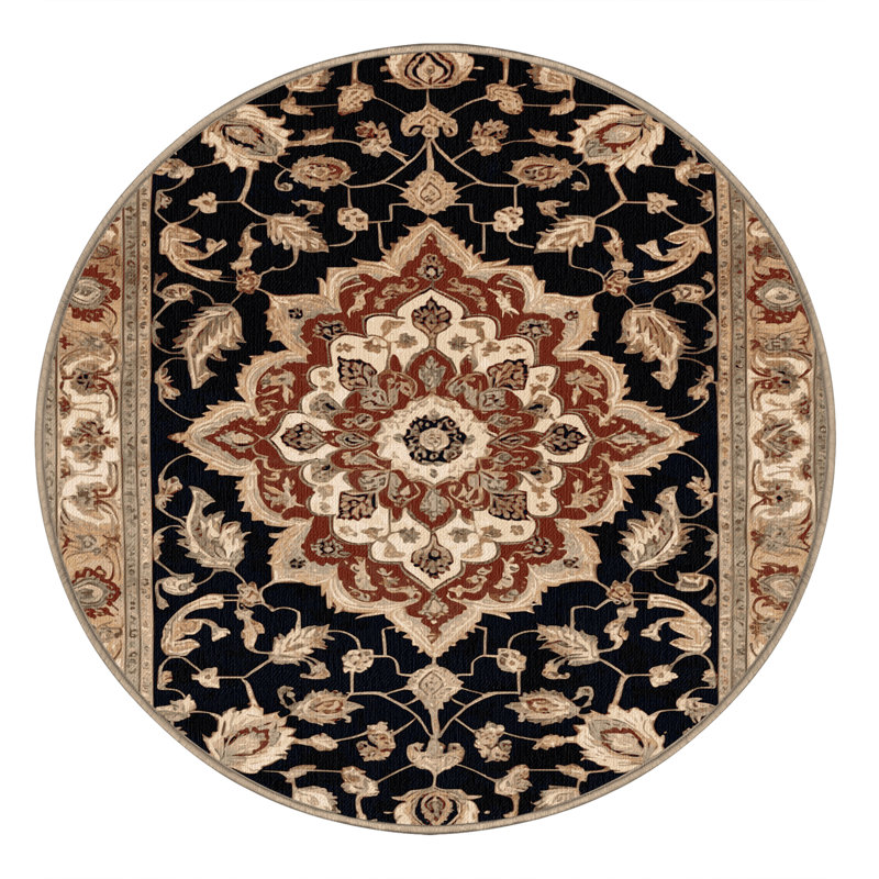 Tapis brun lavable à la machine, Rond 5 pi