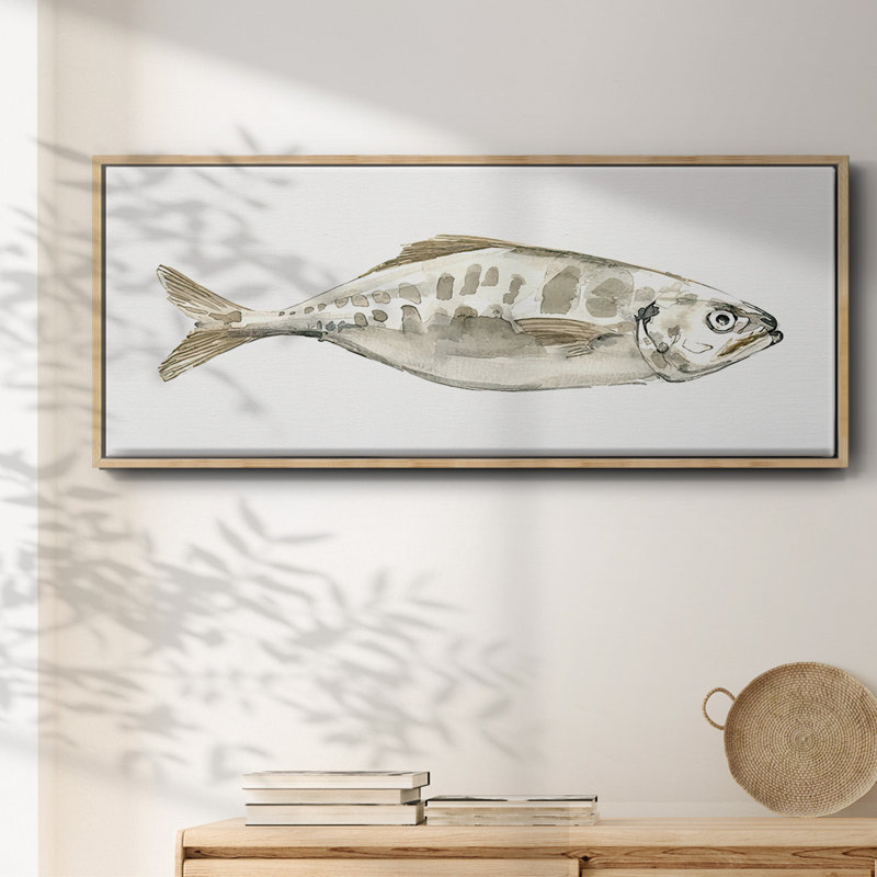 Silver Fish II- Framed Canvas, 20" H x 50" W