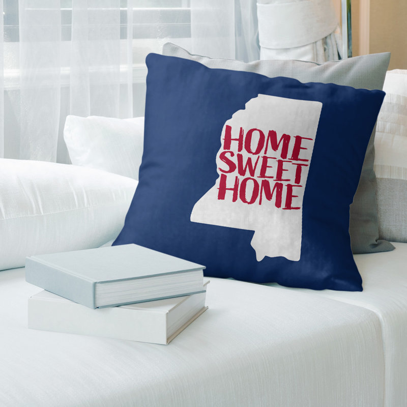 Coussin de minnesota, 20 po x 20 po, Bleu foncé / rouge, Mississippi