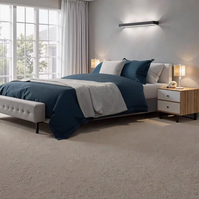 Knock Down Queen Mattress Foundation - Sturdy Grey Fabric & Metal Platform Bed Frame with Easy Assembly