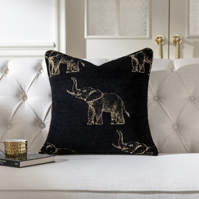 Housse de coussin en chenille 1 pièce à motif éléphant 20 po x 20 po pour canapé-lit, salon, chambre à coucher