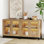 Buffet 2 en 1, 4 portes en verre avec tablette réglable et base en métal, armoire à café moderne pour la cuisine et le salon