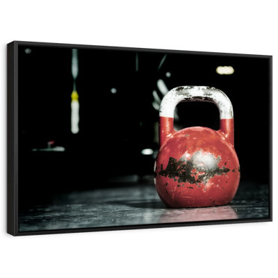Art mural rouge rétro Kettlebell