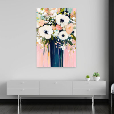 Art moderne contemporain sur fond rose