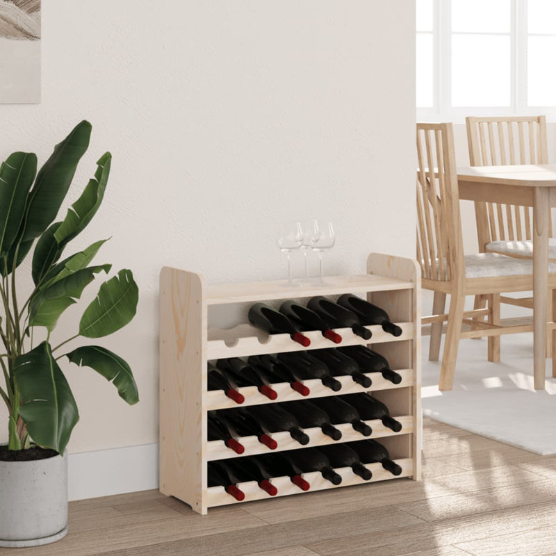 Solid Wood Floor Wine Bottle Rack Brown