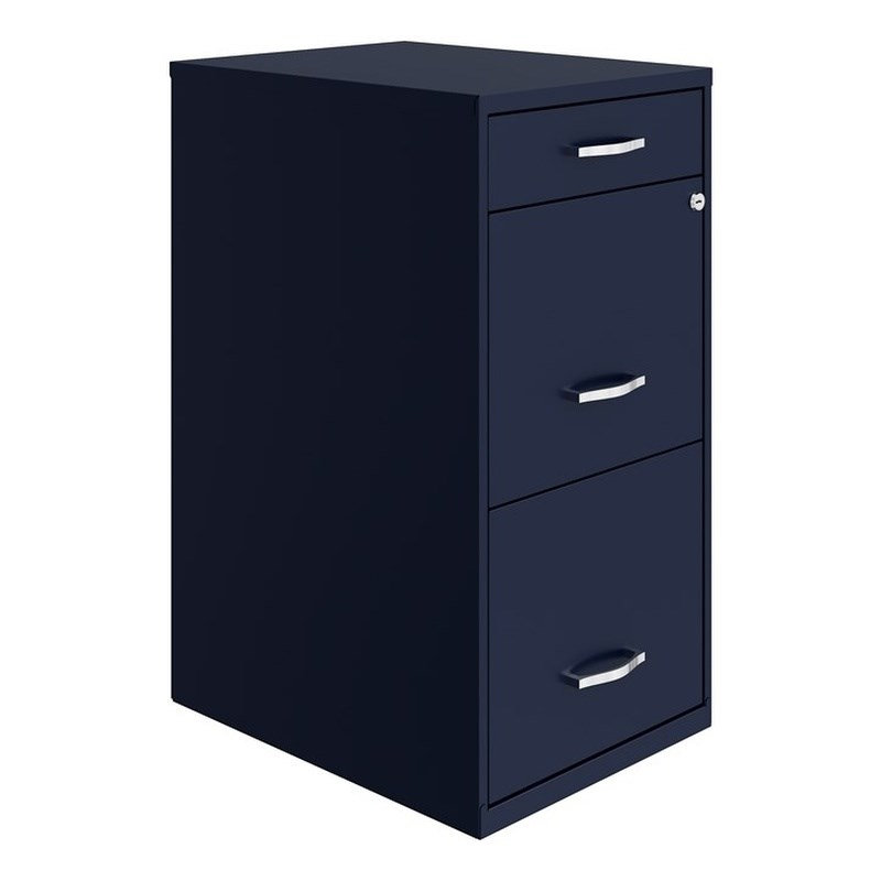 18" 3-Drawer Modern Metal Organizer File Cabinet, Navy