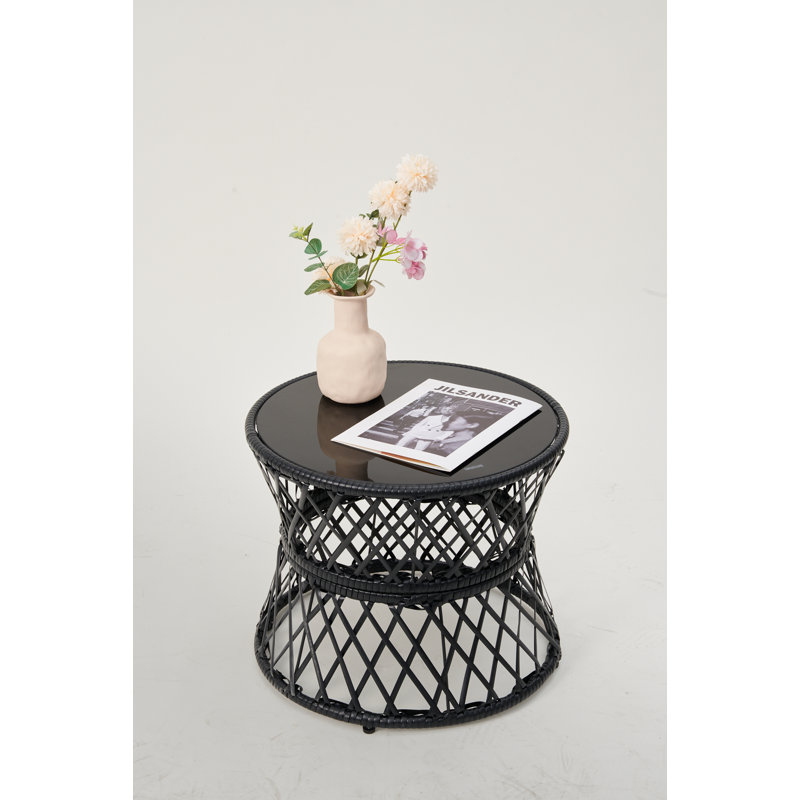 Londie Round Glass Outdoor Coffee Table , 19.7 " W 19.7 " D