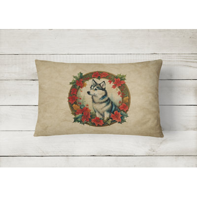 Christmas Flowers Frame Outdoor Throw Pillow