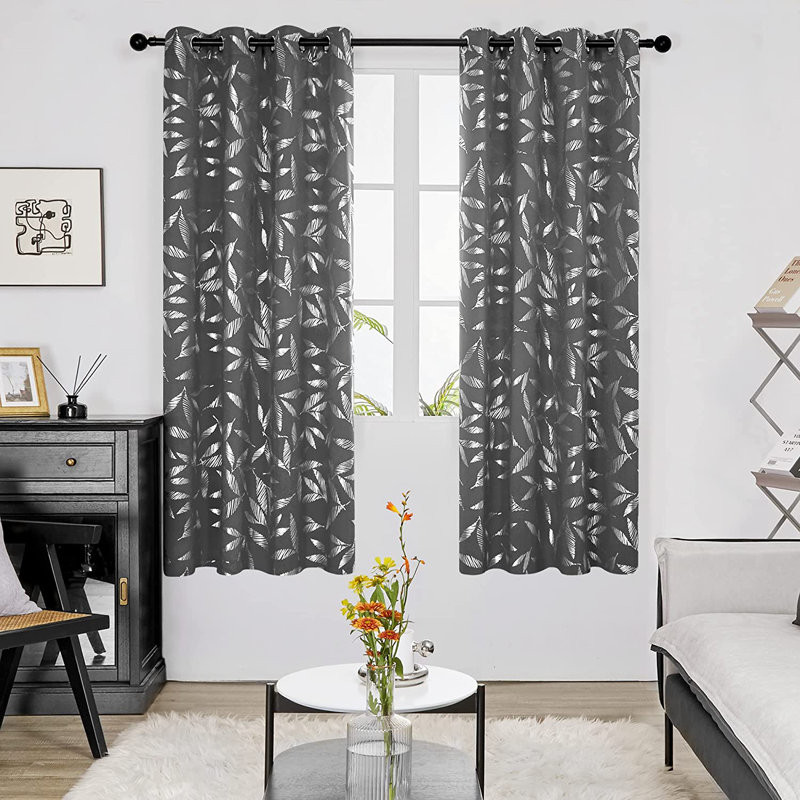 Polyester Room Darkening Curtain Pair, Gray, 52" W x 95" L