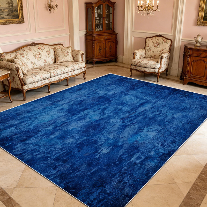1PC navy blue abstract water ripple textured area rugs for Living Room, Soft and Comfortable, Suitable for all seasons, easy-to-maintain, machine washable Indoor floor mat, Under Table Farmhouse suitable for dining table, bedroom, home office,