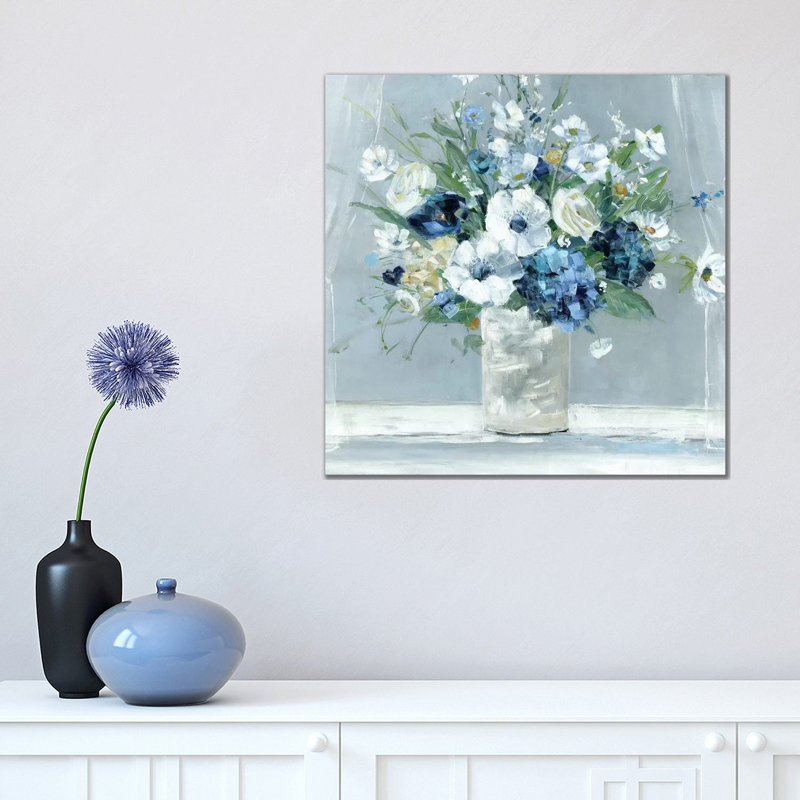 Be Happy Blue by Sally Swatland - Wrapped Canvas Painting, 45.72 cm H x 45.72 cm W x 1.91 cm D