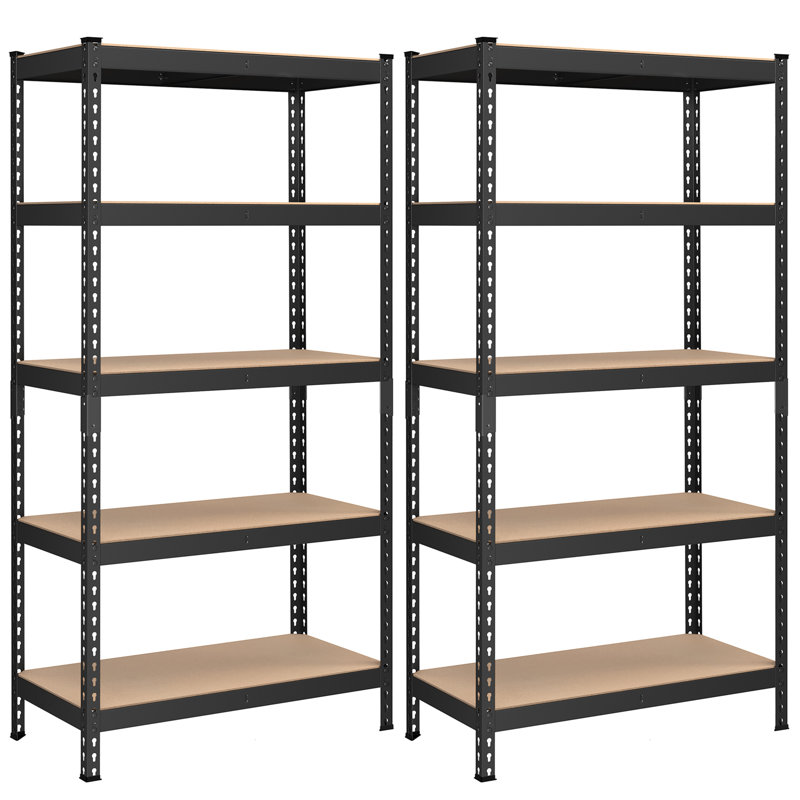 5-Tier Adjustable Shelving Units (Set of 2), 70.9" H x 70.8" W x 17.7" D